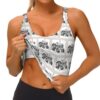 JIPOFD Cartoon Tractor Print Workout Vest for Women Sleeveless Crop Tank Top Quick Dry Yoga Black