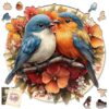 Jiroinlly Wooden Puzzles for Adults Two Cute Birds Jigsaw Puzzle 200 Pieces