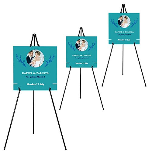 JIUYE 63" Instant Easels Stand for Wedding Sign & Posters,Adjustable Metal Easels for Display Painting Canvas,Folding Tripod with Portable Bag by JoyYeux,Black 3Pack