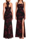 JKMNAO Women Halter Tie High Slit Wedding Guest Maxi Dress Red Floral