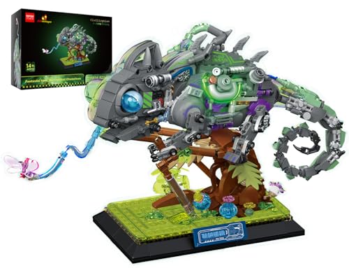 JMBricklayer Adult Building Sets Mechanical Chameleon 70124, Cool Rainforest Animals Collectible Display Model with Base, Creative Design Building Toys Gifts for Adults Men Boys Girls 14+