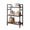 JNLABCRSU Black Industrial 5-Tier Bookcase, Metal Frame Particle Board Storage Shelf, Waterproof Scratch Resistant Display Rack for Living Room Bedroom Home Office Kitchen