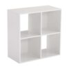 JNLABCRSU White 4-Cube 2x2 Storage Organizer, Open Compartment Particle Board Cube Shelving Unit, Versatile Display Bookcase for Playroom Bedroom Home Office