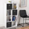 JNLABCRSU White 8-Cube Storage Organizer Bookcase, Convertible Vertical & Horizontal Cubby Shelving Unit, Open and Closed Back Compartment Compatible with Fabric Bins