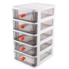 JOINPAYA 5-layer Plastic Desk Organizer Drawers, Mini Desktop Storage Box for Office and School Supplies, White Stackable Multi-function Plastic Drawer Organizer for Desk Accessories