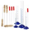 JOINPAYA Graduated Measuring Cylinder Set 50ml Plastic 10ml 25ml 100ml Droppers and Cleaning Brushes, Sturdy Plastic Chemistry Tools for Classroom Science Experiments