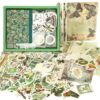 Jokapy Aesthetic Scrapbook Set in Vintage Plant Style, Journal Accessories for DIY Crafts, Scrapbooking Stickers and Paper Set for BuJo, Birthday Gift for Teenage Girls and Women, Green