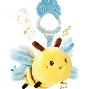 Jollybaby Musical Flying Bee Toy - Car Seat, Stroller, Crib & Play Gym Hanging Toys for Baby 0-6-12-24 Months, Tummy Time Sensory Music Toy for Infant Boys and Girls Gifts