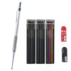 JOMPENS Carpenter Pencil, 2.0mm Metal Mechanical Deep Hole Marker with 36 Leads, 2 Sharpeners, Built-in Eraser, 42mm Long Tip for Woodworking and Construction