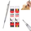 JOMPENS Carpenter Pencil, Metal Mechanical Pencil with Built-In Sharpener, 24 Refills (12 Black + 12 Color), 42mmDeep Hole Marker, 2.0mm 2B Strong Lead with Ergonomic Grip for Woodworking Construction