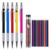 JOMPENS Mechanical Pencil Set,5 Metal Mechanical Pencils and 36 Colored Lead Refills, Metal Anti-Slip Grip, Built-in Sharpener,Drafting Pencil Kit for Students Artists Engineers Architects