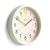 JONES CLOCKS® Kids Wall Clock | Small Modern Children’s Clock | 10 inch | Pale Cream | Colourful Numbers | Learn to Tell The time