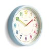 JONES CLOCKS® Kids wall Clock | Small Modern Children’s Nursery Clock | 10" | Pale Blue | Colourful dial for Learning to Tell the time