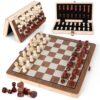 Joneytech Wooden Chess Set,11.5 inch Magnetic Chess Board Folding Design with Storage Travel Chess Game for Kids, Adults and Family Game Night