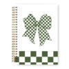 JOQUXI Green Checkered Bow Decor Spiral Notebook 5.5x8.3 Inch