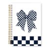 JOQUXI Navy Blue Checkered Bow Decor Spiral Notebook 5.5x8.3 Inch