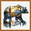 Joyhoor Stamped Cross Stitch Kits for Beginners Needlepoint Kits for Adults Embroidery Kits 11CT Counted Cross Stitch Kits Printed Embroidery Pattern- Abstract Forest Bear 18x18 inch