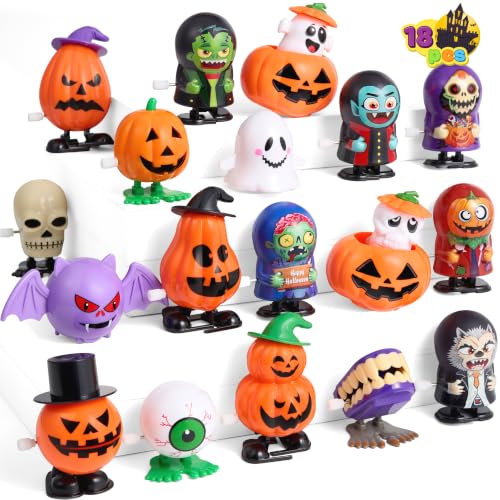 JOYIN 18 Pcs Halloween Wind Up Toys, Jumping Windup Toys Assortment for Kids Halloween Party Favors, Treat or Treats Bag Stuffers, Goodies Bag Fillers, School Classroom Gift, Carnival Prizes