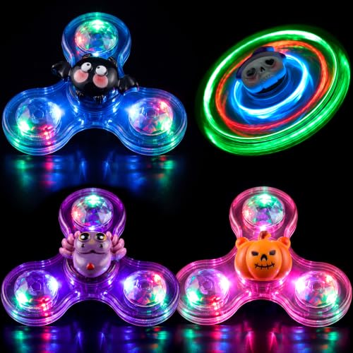 JOYIN 4PCS Halloween Light Up Spinners, LED Toy Bulk, Stress Relief Gift for Kid Party Favor Supplies, Trick or Treating, School Classroom Treasure Box Prize, Goodie Bag Stuffers