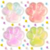 JOYIN 4 Pcs Taba Paw Squeeze Toys, Easter Party Favors & Gifts for Kids Adults, Transparent Cat Paw Fufu Squishy Toys, Soft Paws Sensory Fidgets, Cute Fidget Toys for Stress Relief