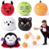 JOYIN 6 PCS Plush Halloween Bouncy Balls, Quiet Toy, Bouncing Ball for Kids Party Favor Supplies, Trick or Treating, Gifts Bags Filler, Classroom Exchange Prize, Non Candy Treat