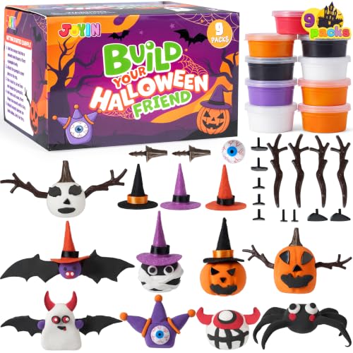 JOYIN Halloween Craft Air Dry Clay Kit, 9 Packs Modeling Clay DIY Make Characters Kit, Ultra Light and Soft, for Halloween Arts and Craft Activities, Gifts for Kids, Classroom Party Favors Funny Toys