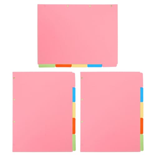 JOYOFREELY 3 Sets A4 Paperboard Notepad Dividers for Presentations and Journals, Beautiful and Distinctive Loose-Leaf Page Markers with 4 Holes for Quick Reference and Document Separation