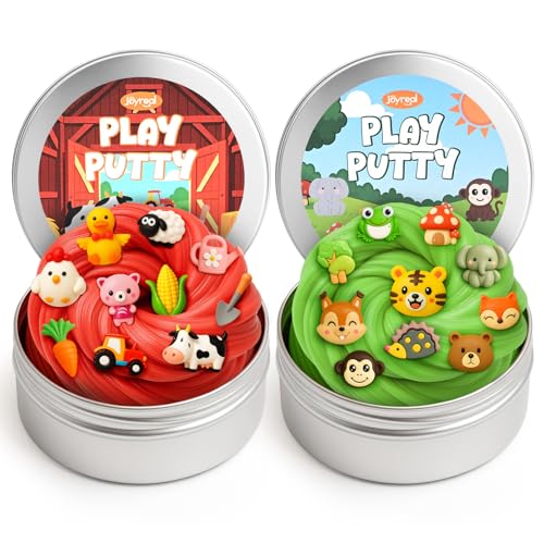 Joyreal 2 Pack Therapy Putty for Kids, Farm & Forest Theme Sensory Putty with Medium and Soft Resistance, Occupational Therapy Putty for Hand Exercises, Fine Motor Skills, Autism Sensory Play