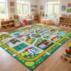 JPSBJWJ Race Track Rug 6x8 Feet Green Car Rug for Boys Room Carpet