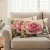 JQZDFBGN Outdoor Pillow Covers Pastoral Blossom Floral Rose Decorative Throw Pillow Covers, Iron Tower Vintage Backdrop Throw Cushion Case with Zipper for Patio,Couch,Sofa,Garden 20x12in Set of 2