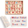 Juexica Capital Letters Montessori Letters Movable Wood Alphabet with Box and Large Mat Small Wooden Alphabet Montessori Trays Preschool Spelling Learning Language Materials, Red, Blue