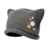 Julpsk Cute Cat Ears Beanie Button Knitted Hat Emo Grunge Therian Stuff