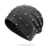 Julpsk Grunge Studded Slouchy Beanie Winter Stretch Y2k Hat Headwear