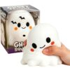 Jumbo Ghost Squishy Toy, Halloween Soft Silicone Squeeze Stress Relief Toy, Kawaii Ghost Fidget Sensory Toy for Adults, Halloween Party Decorations Gift