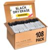 Jumlys 108 Pack Black Dry Erase Markers Fine Tip Bulk, Low Odor Ink