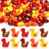 JUNEBRUSHS 50Pcs Fall Mini Resin Ducks Thanksgiving Miniature Figures