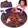 Junkin Halloween Floor Puzzle for Kids Ages 6-8, Large 70 Piece Round Jigsaw for Ghost Pumpkin Theme Toys Puzzles Thick Material 23 Inch Seasonal Gift for Girls Boys Early Learners Beginners