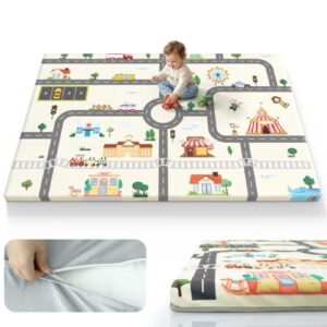 JUNLLY Baby Play Mat 74x50", 1.3" Thick Foam Mat Removable Washable Cover