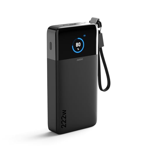 JUOVI 222W Power Bank, 25000mAh Laptop Portable Charger with Smart Digital Display, Dual USB-C 100W PD3.0 Fast Charging Battery Pack for MacBook, Dell XPS, iPad, Steam Deck, iPhone, Samsung