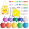 JUPITEARTH 10 Colors Washable Paint Set for Kids, 4.06oz(120ml) Each, Non-Toxic, Includes Brushes, Cups and Apron, Creative Gift for Toddlers and Preschoolers