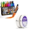 JusArt 14 Colors 15mm Wide Tip Poster Markers + 1/2 Inch and 1 Inch Artist Tape