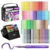 JusArt Acrylic Paint Markers, 72 Colors, Brush Tip, Automatic Ink Control