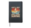 Just A Boy Who Loves Surfing Surfboard Surf Surfer Boys Kids Hardcover Journal, Black