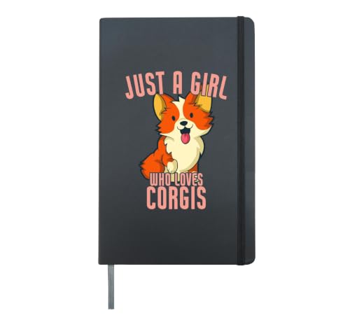 Just A Girl Who Loves Corgis Cute Corgi Dog Lover Hardcover Journal, Black