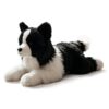 JUSTQUNSEEN Border Collie Dog Stuffed Animal Lying Black White Dogs 12 Inch Plush Toy Smartest Cute Soft Realistic Sheepdog Plushies Cuddly Puppy for Kids Baby Boys Girls Farm Room Decor