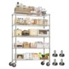 JustSmart 5-Tier Chrome Wire Shelving with Wheels 47.2" w×17.7" d×71" h