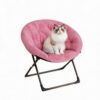 JustSmart Folding Saucer Chair (Moon Chair), Leather Lounge Accent Chair