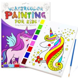 JZILU Watercolor Coloring Book for Kids, Paint with Water- Magic Paint Set Water Painting Book for Toddlers- Arts and Crafts Kit for Girls Boys Travel Activities -Stocking Stuffers for Kids