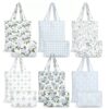 Kacctyen 12 Pcs Hydrangea Bow Canvas Tote Bag Bulk 16 x 13.8 Inches for Women Blue Coquette Aesthetic Makeup Bags 6 x 8.7 Inches Bow Floral Canvas Toiletry Bag for Travel Makeup Pouches