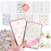 Kaciola 12PCS Inserts Cardstock for E-Reader, and 50PCS Scrapbook Sticker for Clear Case, 6.9"x4.8" Vintage Flower Theme E-Reader Back Cover Insert Decorating Accessories for Paper White 11th-12th